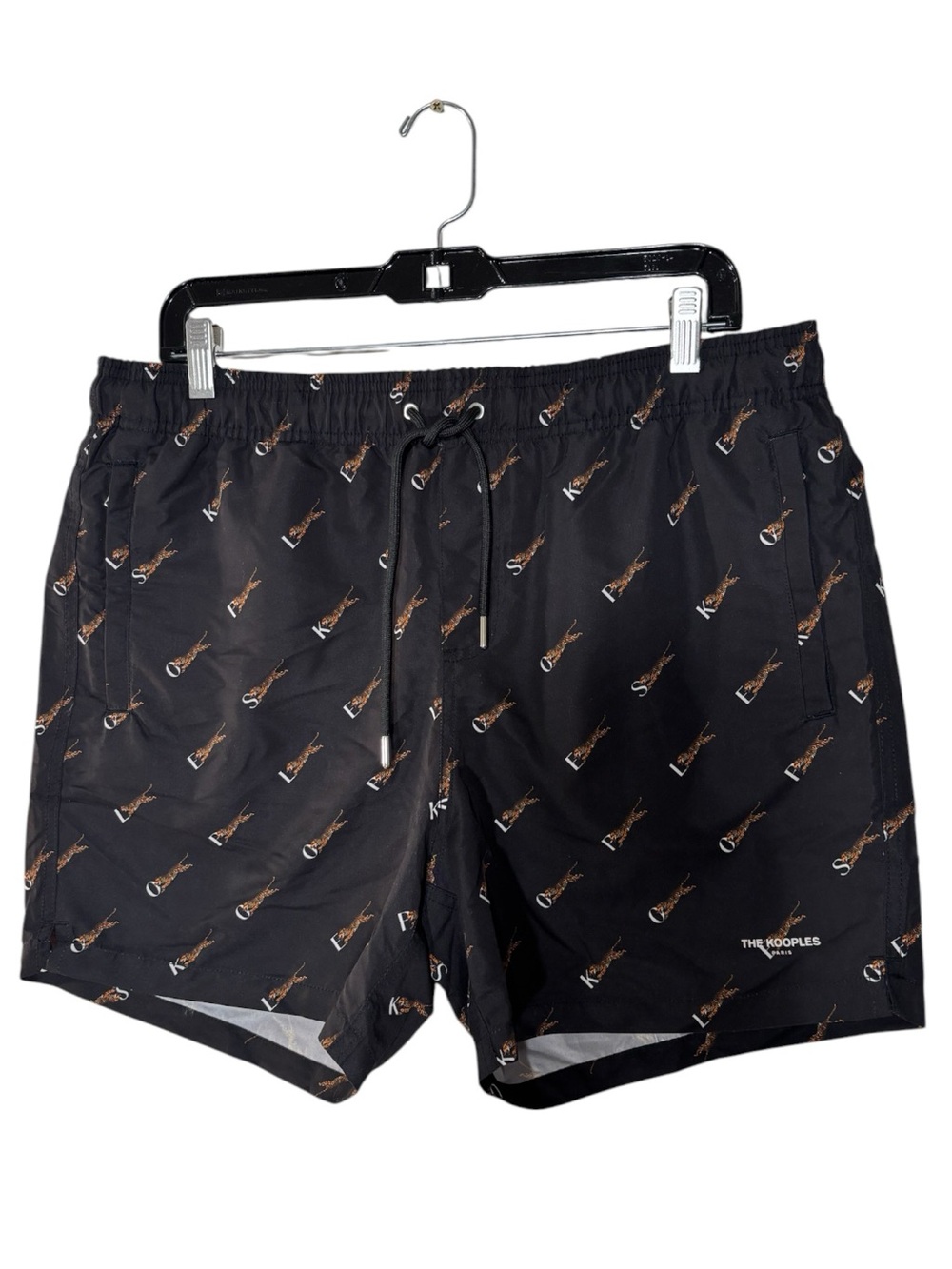 The Kooples Men’s Tiger Logo Swim Trunks Black Size XL NWT